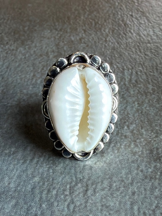 Vintage Jewelry - Sterling Silver 925 Overlay Size 6.5  Vintage Style Women Jewelry Sea Shell Ring